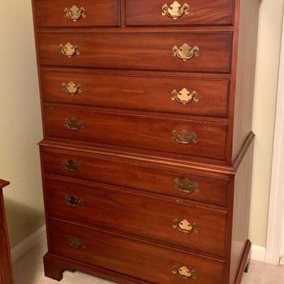 Cherry Chippendale style bedroom set in like new condition, quality made