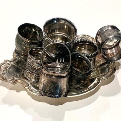 Antique silver plate napkin rings 