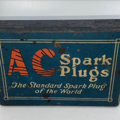Vintage AC spark Plugs Box Oil and Gas Automotive