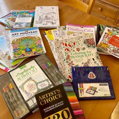Lot 027-LR: Adult Coloring Lot

Features: 
â€¢	Multiple adult coloring books
â€¢	Coloring pencil sets and collections
â€¢	Lot fills a...