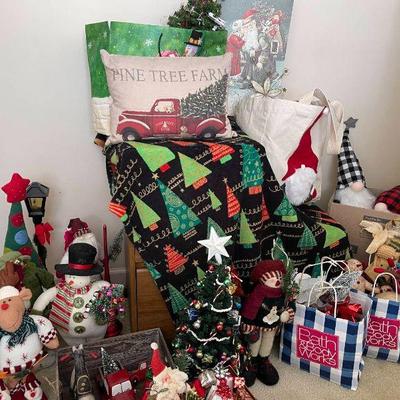 Lot 031-BR1: Christmas Closet #2

Features: 
â€¢	Christmas dÃ©cor, various figurines, trees, snowman, red truck items, pillow, stuffed...