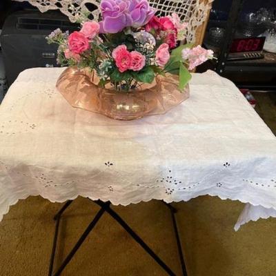 Vtg Amber Depression glass roled edge Centerpiece