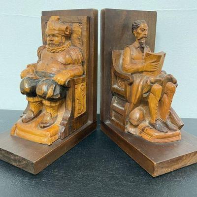 Don Quixote & Sancho Panza Carved Bookends