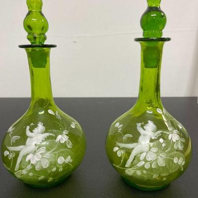 Handmade Green Glass with Cherubs