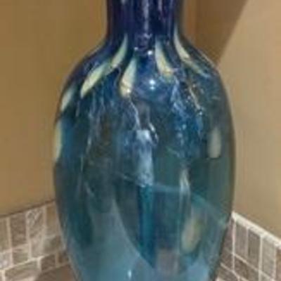 Amazing Signed Art Glass Vase that measures 20 inches tall. 