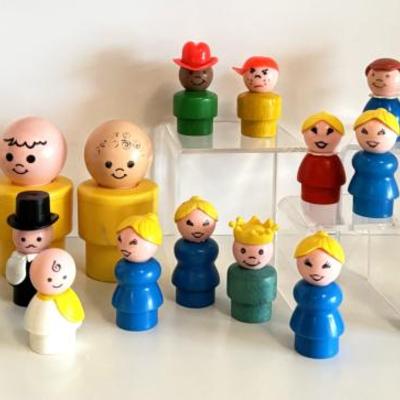 Variety of Vintage Little People Figurines ranging from 1.75 inches to 3 inches tall