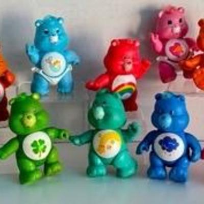 (10) Vintage Carebear Figurines, each measuring about 3.5