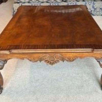 Look at the lovely carved details! This Elegant Hendredon Coffee Table measures 41 x 52 x 17 inches. One very nice looking table! 
