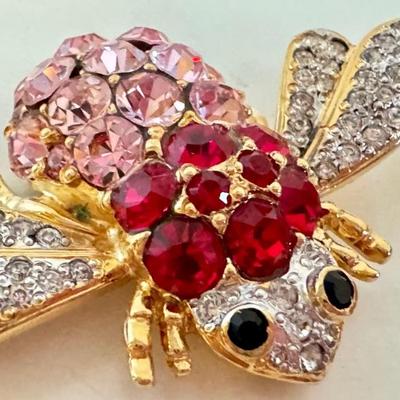 RenÃ© Caovilla Rhinestone Bee Shoe Clips, each measuring 1.5