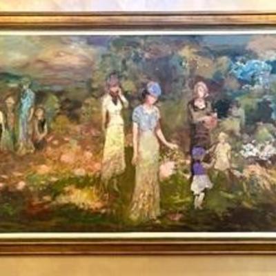 Large Original Painting by Murat Kaboulov depicts a lovely scene of women and children frolicking in the outdoors. So beautiful! 

This...