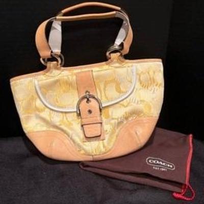 Coach Signature Soho Handbag / Purse, measures 12 x 8 x 3 inches