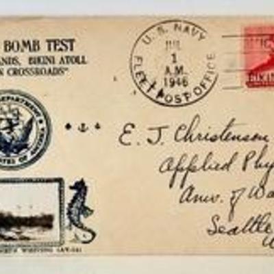 Vintage Ephemera - Vintage Atomic Bomb Marshall Islands 1946 Stamp

U.S.S. Whiting

Comes with a letter from 1946