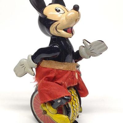 Linemar Mickey Mouse the Unicyclist Wind-up Toy