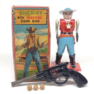 Sheriff with Shooting Cork Gun Toy in Box (Japan)