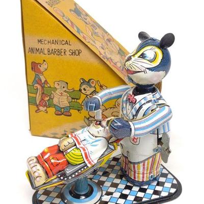 TPS Japan Animal Barber Shop Wind-up Toy w/ Box