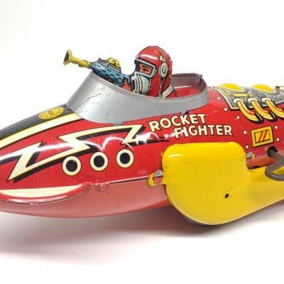 Marx Sparkling Rocket Fighter Ship Tin Windup Toy