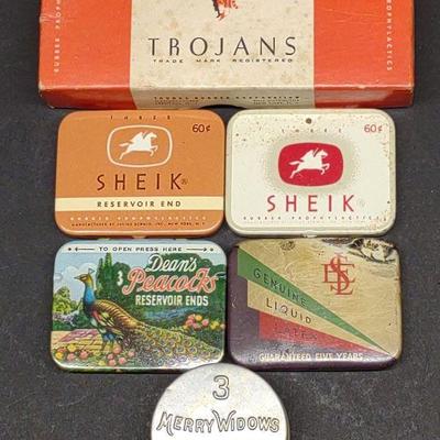 Lot of 9 Condom Tins (Vintage, 1930s-50s)