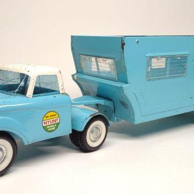 1960s Nylint Mobile Camper Toy Truck & Trailer