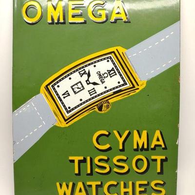 1930s Omega Watch Porcelain Advertising Sign