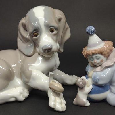 Lladro Clown & Dog Porcelain Figurines 5278, 1139
