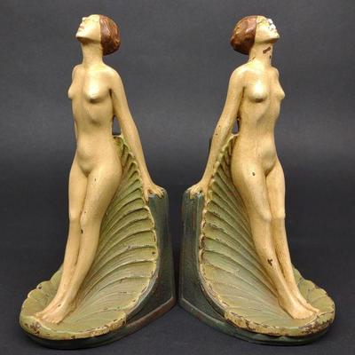 Pair of Art Deco Nude Female Bookends