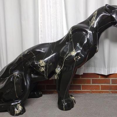 Life Size Fiberglass Panther Sculpture / Statue