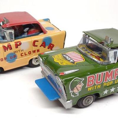 2 Japan Friction Bump Car Toys (Army & Clown)