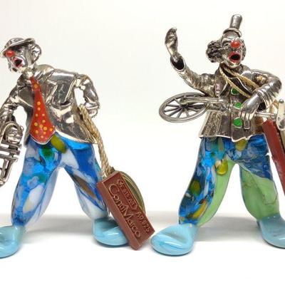 Vittorio Angini Murano Sterling Silver Clowns