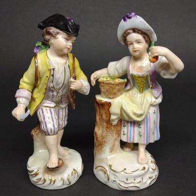 Pair of Dresden German Porcelain Figures
