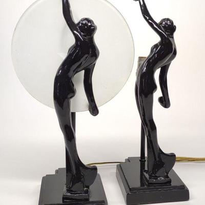 Art Deco Revival Figural Nude Table Lamps