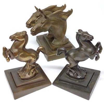 3 Frankart Art Deco Figural Horse Bookends