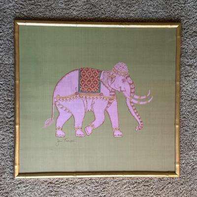 	Vintage Jim Thompson Silk Thai Elephant Framed