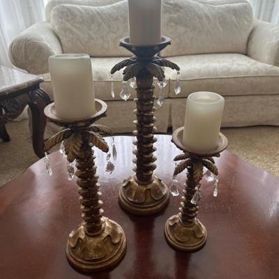 Trio Palm Tree Candle Holders
