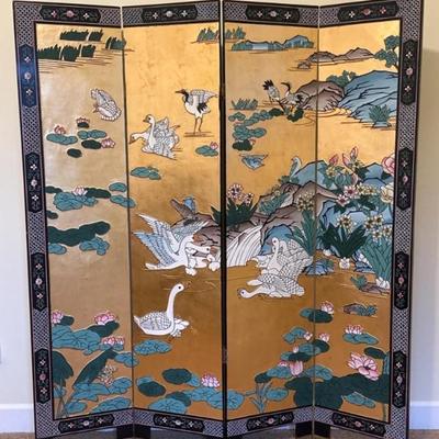 Oriental Gilt & Lacquered Divider Screen