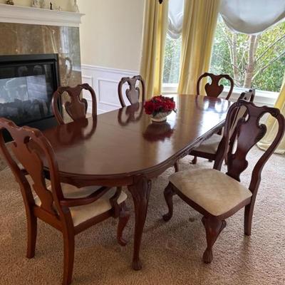 	Cherry Wood Dining Set- Table & 6 Chairs