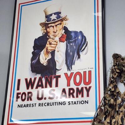 Uncle Sam "I Want You For the US Army" Historic 1917 Recruiting Poster 24x32