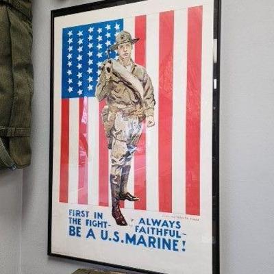 Framed US Marine Recruitment Poster