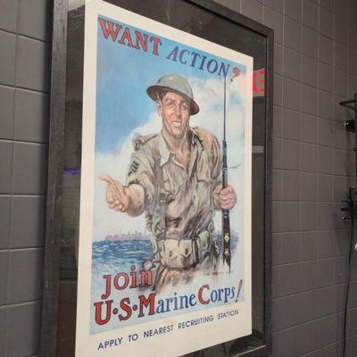 Framed US Marine Corps Recruitment Poster