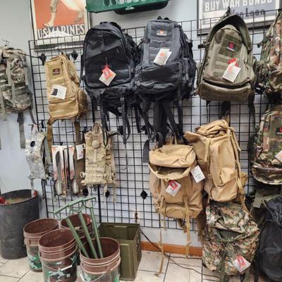 Military Backpacks (100+ throughout the store)