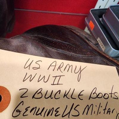 Vintage Boots US Army WWII 2 Buckle Boots Genuine US Military