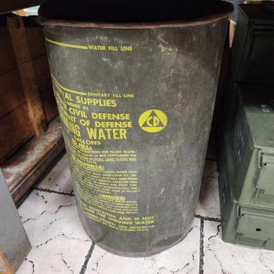Cold War Era Civil Defense Emergency Water Storage Barrel