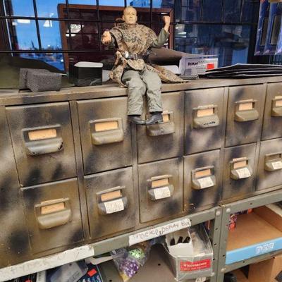 Old Camouflage Metal Filing Cabinet