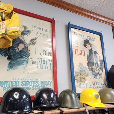 Vintage Military Style Art/Signs and Vintage Military Style Hard Hats