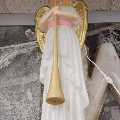 Blow Mold Angel Choir with Horn Vintage Christmas