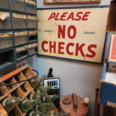 Please No Checks Wooden Sign
