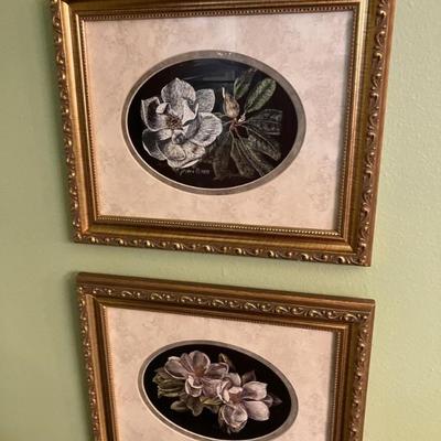Etched Magnolia prints by J. Nahra sold separately. One is signed & numbered.