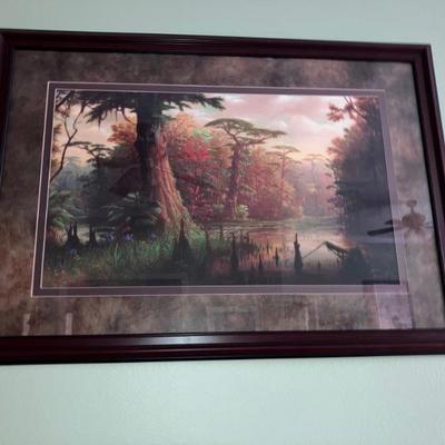 Local artist R C Davis' "Scarlett Atchafalaya" Signed, numbered, framed.