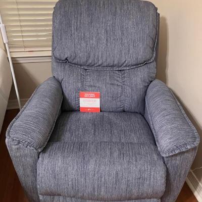 LaZ-Boy Kipling Rocking Recliner - Blue Cloth Upholstery. Lever on right side.  Recently purchased (2022) and in Like New Condition.