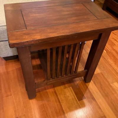 End Tables in Dark Brown Finish.  18" W x 26" D x 25" H.  There are 2 of these to be sold separately.