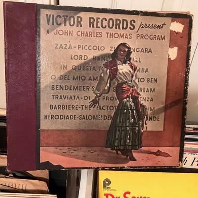 Vintage Victor Records Sleeved Case with Vinyl Records